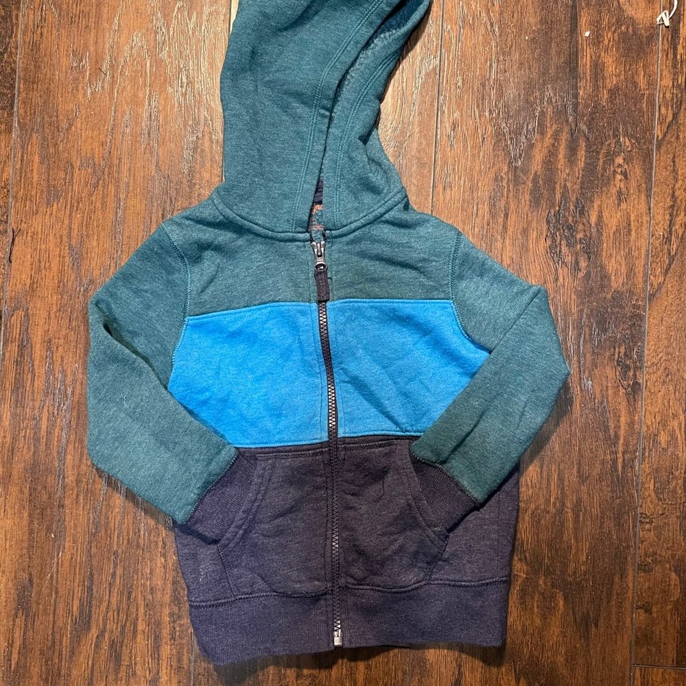 Blue Striped Full Zip Hoodie Sweatshirt